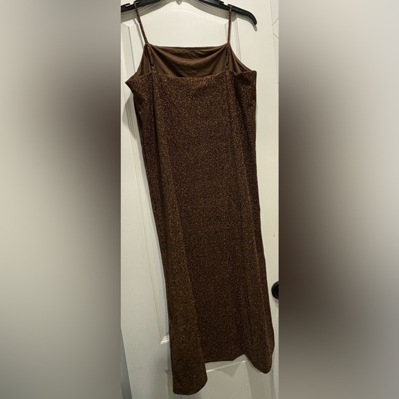NEW HM Brown Gold Shimmery Dress MEDIUM - Picture 2 of 3